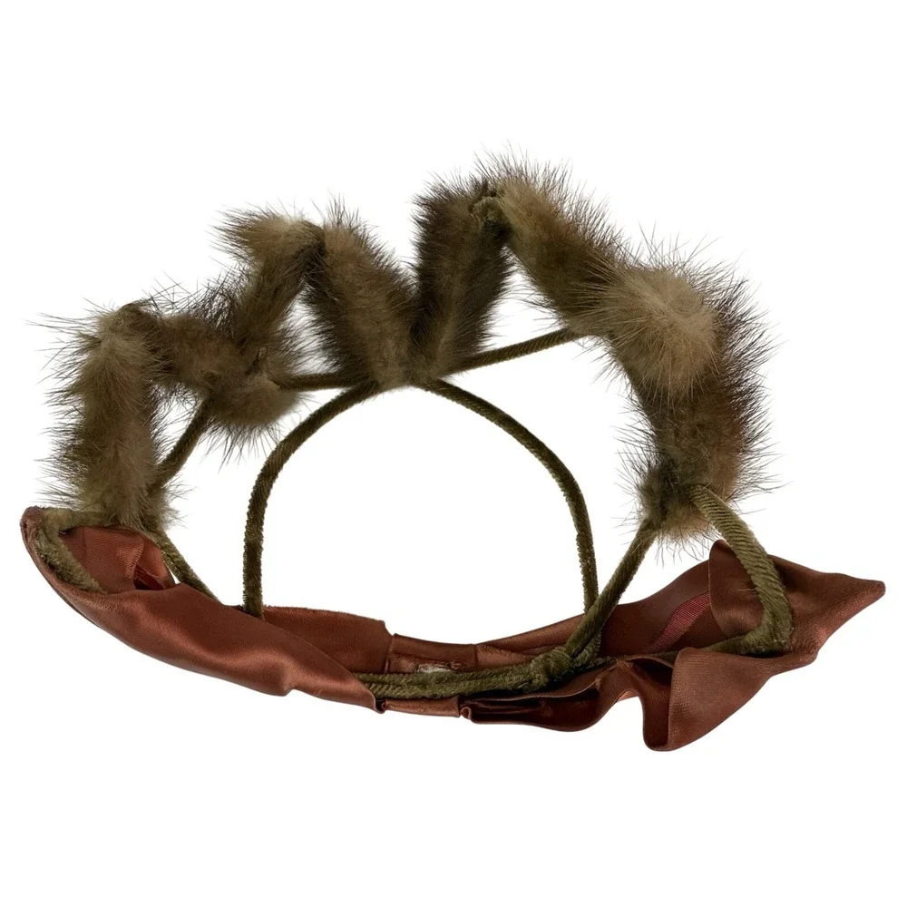VINTAGE Union‎ Made Fur Circlet Hat Satin Bow Brown Piece Mid Century MCM - Picture 7 of 8